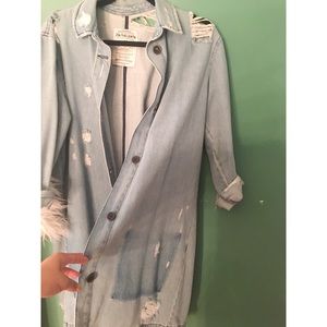 Zara distressed light wash denim jacket